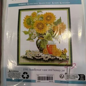 Joy Sunday- Sunflower Vase and Honey Jar Cross Stitch Kit color coded kit